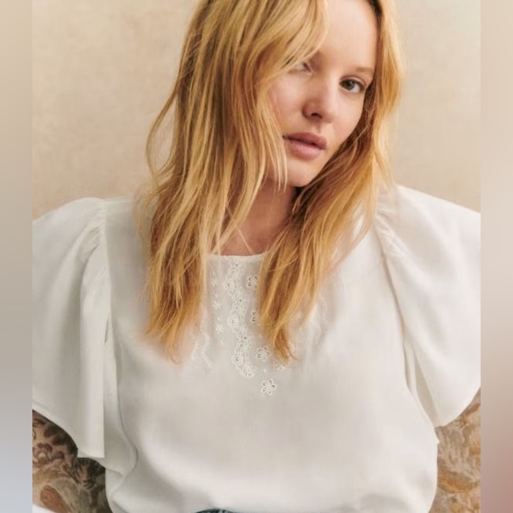 Sezane Juna Blouse Ecru - Size 2/34